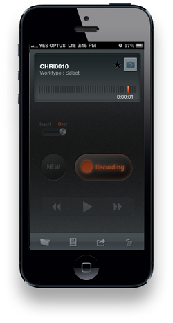 Olympus Dictation App on iPhone(W250)